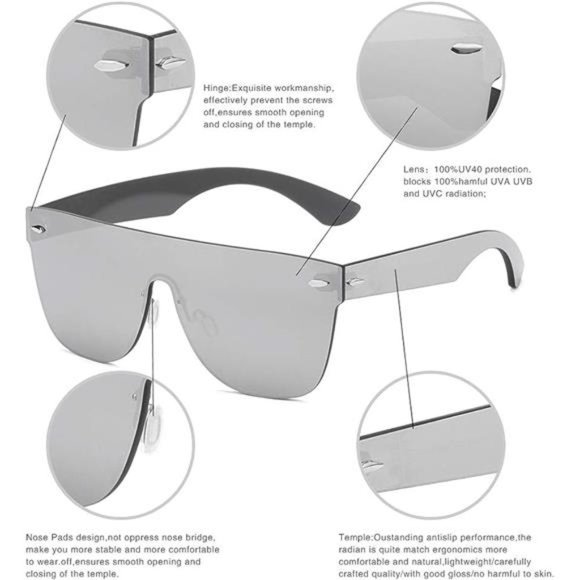 Square Rimless Sunglasses For Women Men Stylish Mirror Lens Eyewear - Picture 3 of 6